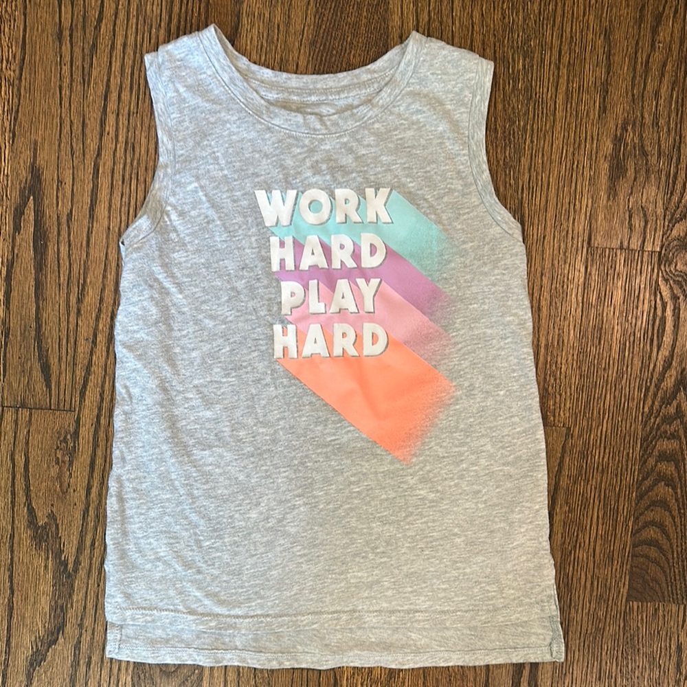 3/$15 💟 Athletic Works Gray and Orange Tank Top - Work Hard Play Hard